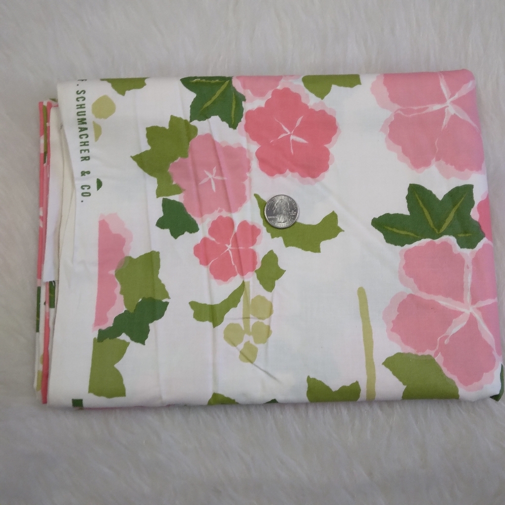 FABRIC Vintage "Summer Hollyhocks" An Exclusive Schumacher Screen Print, Cotton